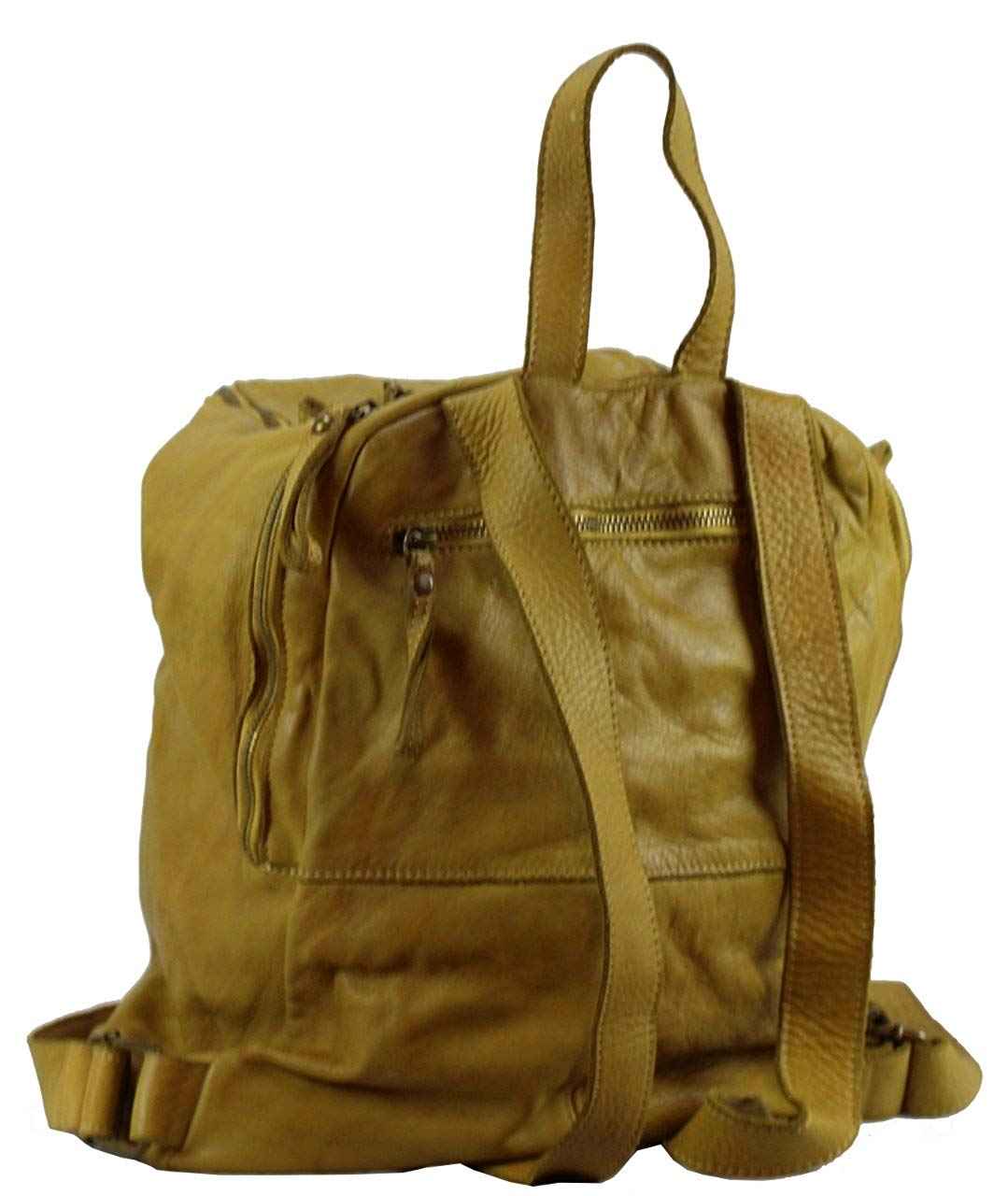 BOZANA Bag Richie giallo gelb Backpacker Designer Rucksack Damenhandtasche Schultertasche Leder Nappa sheep ItalyNeu