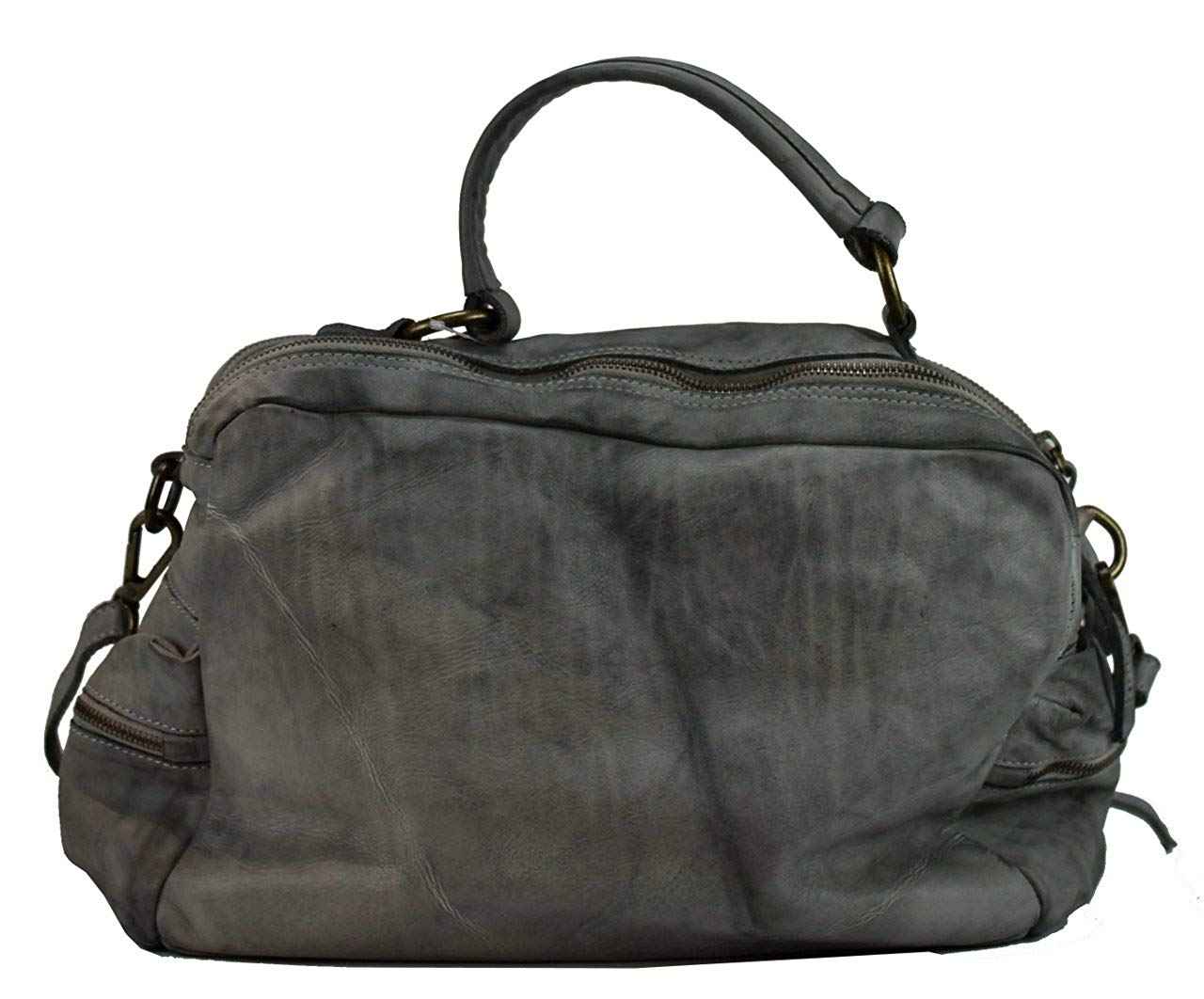 BZNA Bag Marie Grey Grau sheep Italy Designer Damen Ledertasche Handtasche Schultertasche Tasche Schafsleder Shopper Neu
