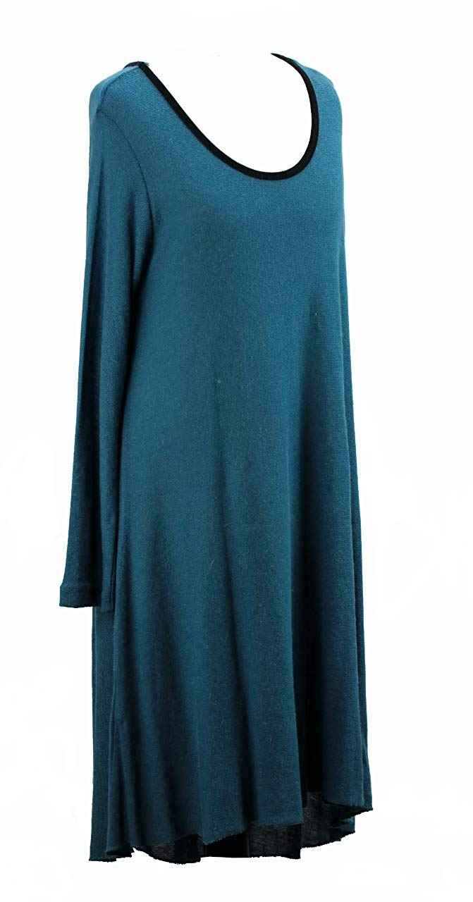 BZNA Wollkleid Lana Wolle Strickkleid Tunika Kleid Türkis nero Longpulli Tunikakleid Shirt 36 38 40 42 44 46 one size Damen Dress Oberteil elegant