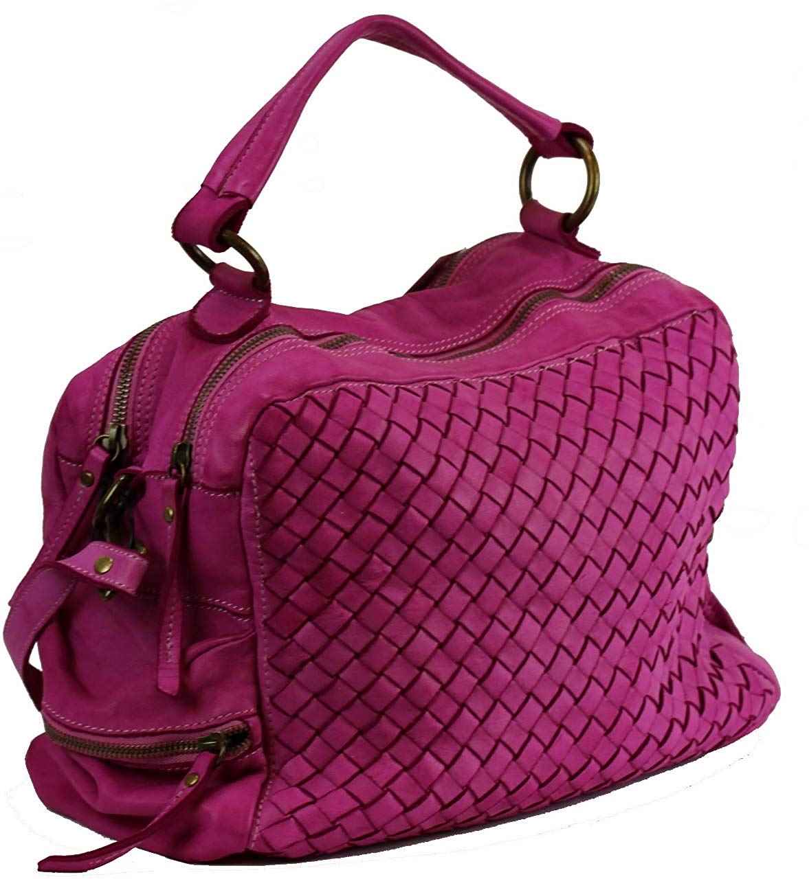 BZNA Bag Marie Fuxia Pink sheep Italy Designer Damen Ledertasche Handtasche Schultertasche Tasche Schafsleder Shopper Neu