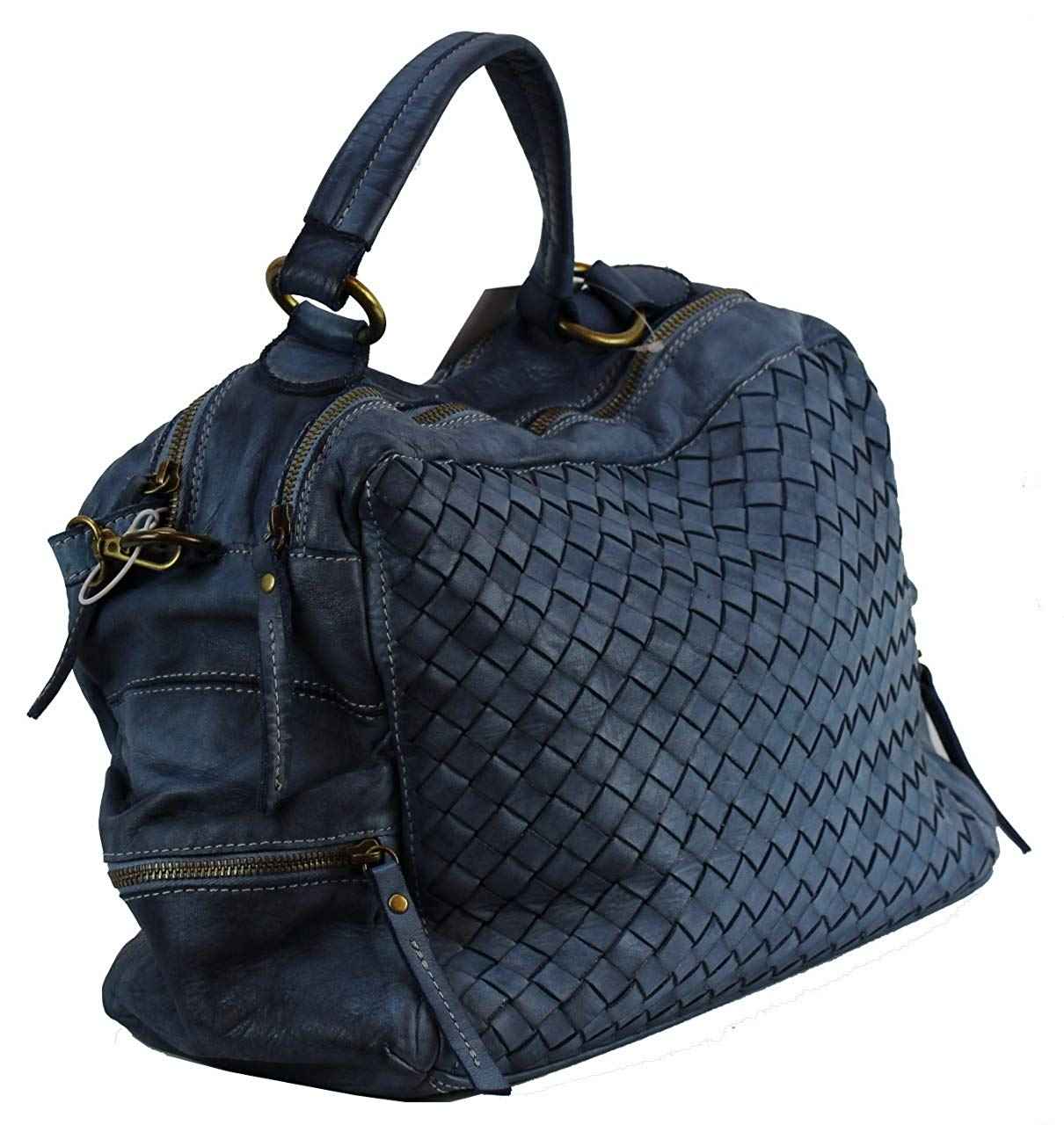 BZNA Bag Marie Blau blue sheep Italy Designer Damen Ledertasche Handtasche Schultertasche Tasche Schafsleder Shopper Neu