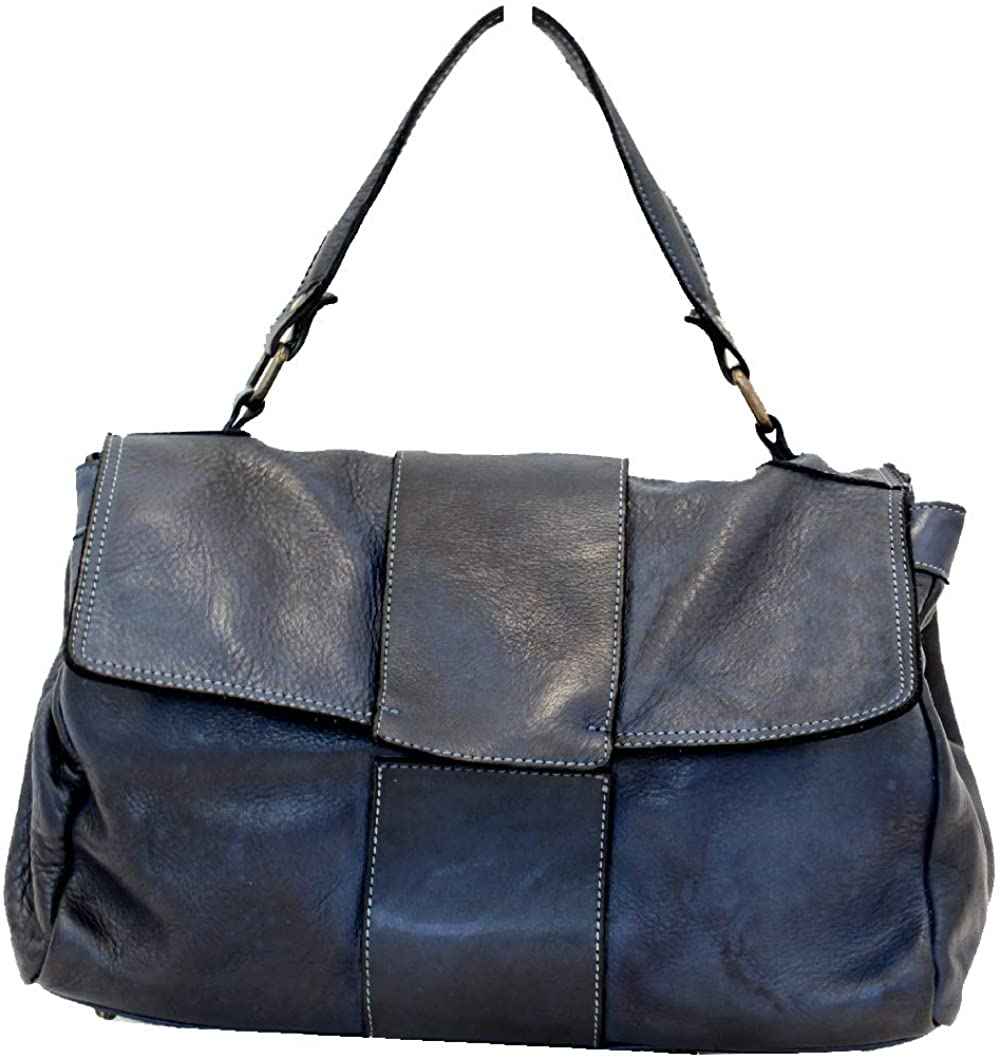 BZNA Bag Santa blau Italy Designer Damen Handtasche Ledertasche Schultertasche Tasche Leder Shopper Neu