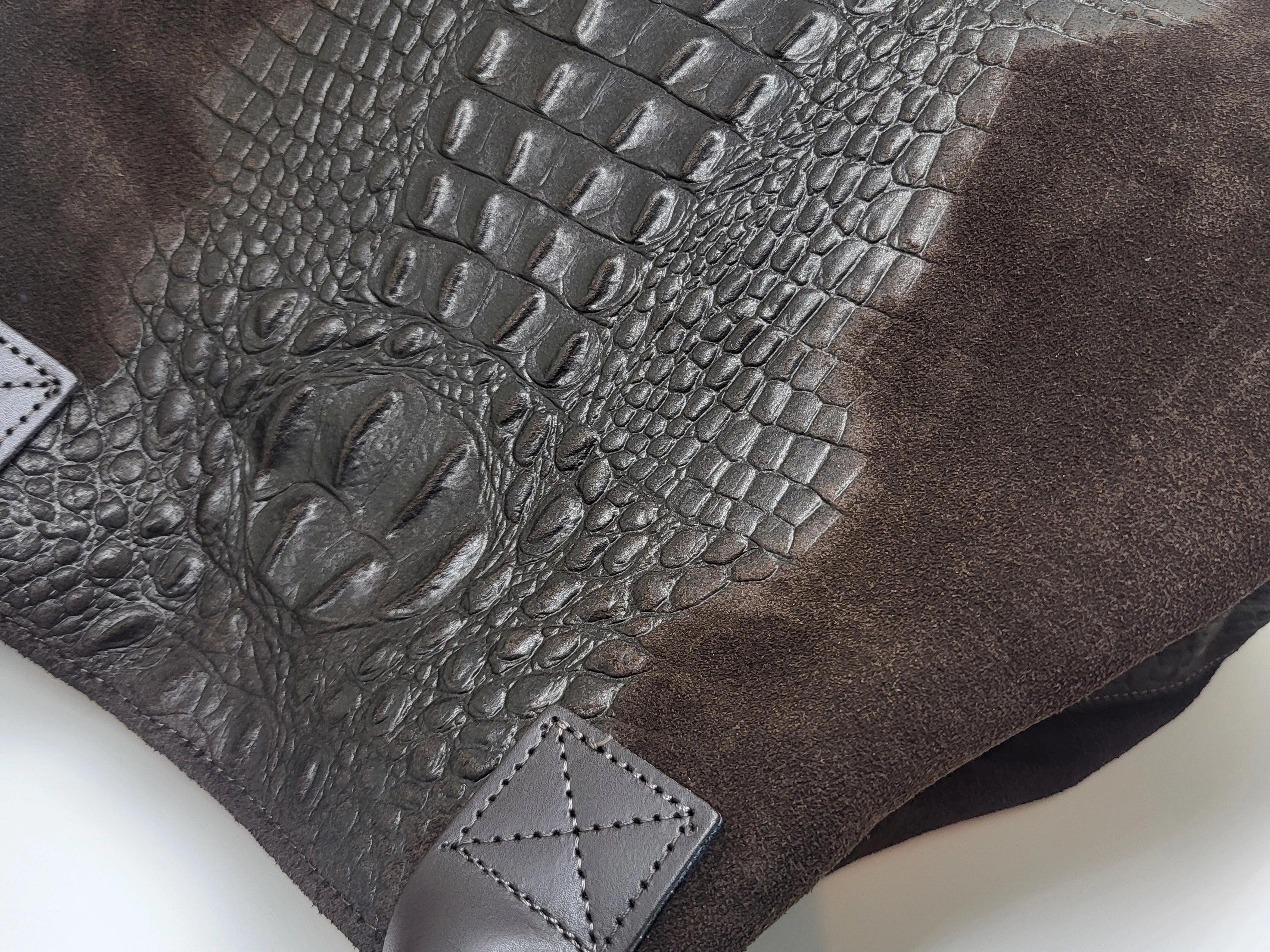 BZNA Bag Ladas Braun Kroko Prägung Leder Italy Damen Shopper Handtasche Schultertasche Tasche - B Z N A