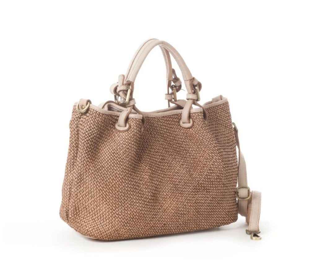 BZNA Bag Erna Beige Italy Designer geflochten Damen Handtasche Schultertasche Tasche Leder Shopper