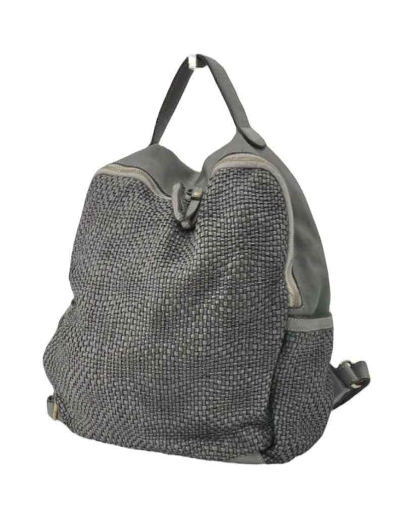 BZNA Bag Rob Grau Braided Backpacker Designer Rucksack Ledertasche