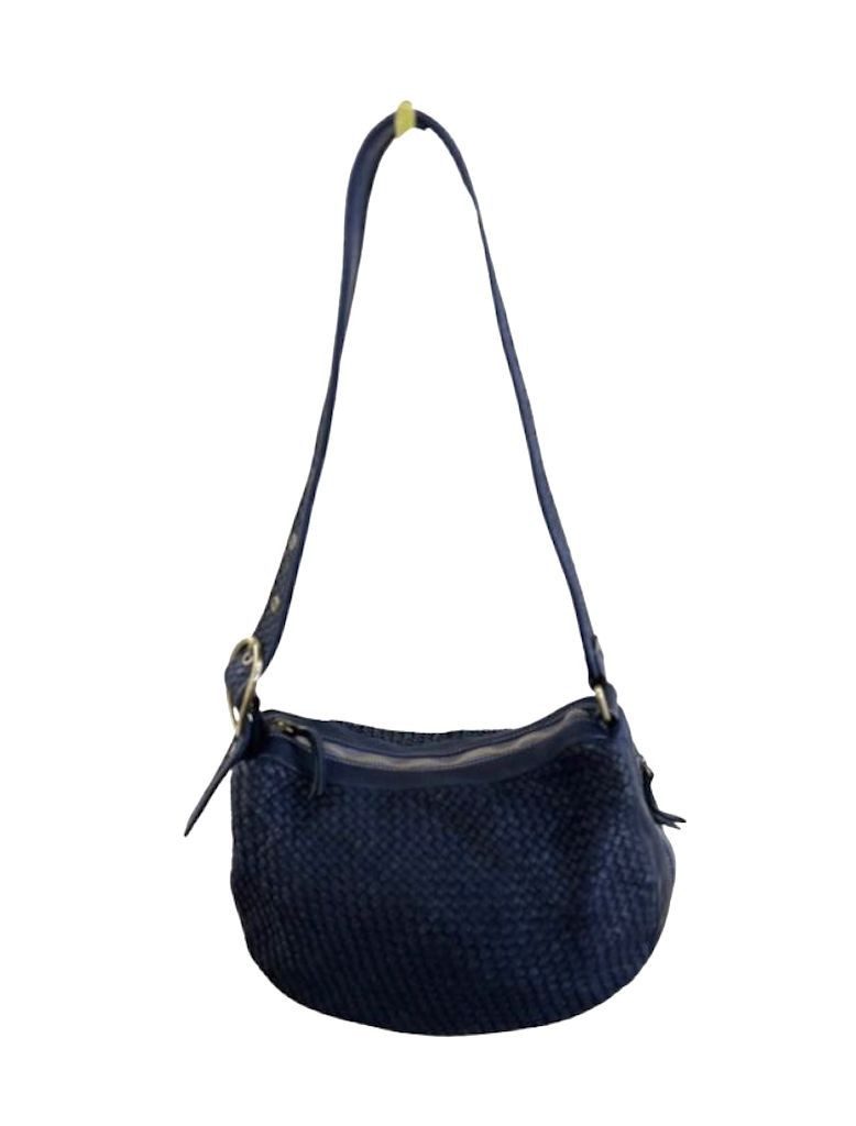 BZNA Schultertasche Bella Medium Blau Italy Designer Ledertasche Umhängetasche - B Z N A