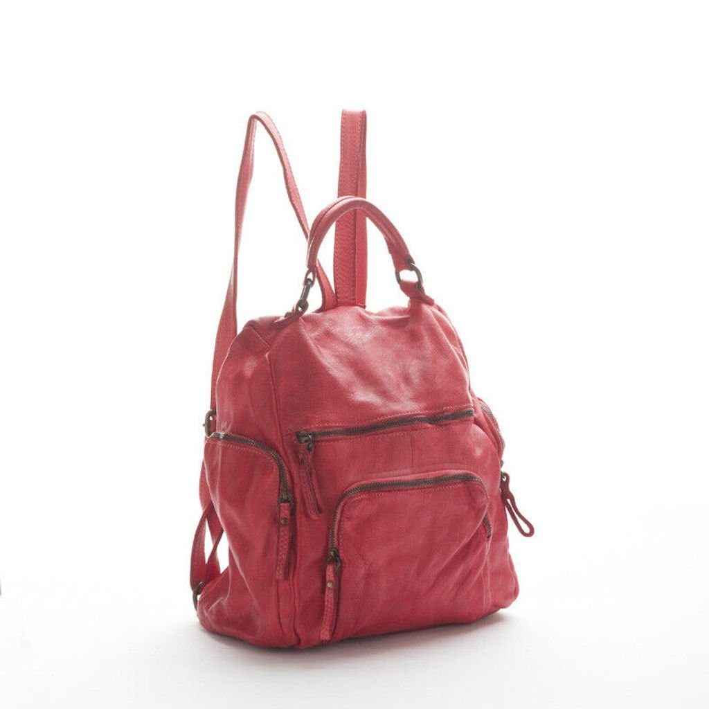 BZNA Bag Stella Rot Backpacker Designer Rucksack Damenhandtasche Schultertasche Leder Nappa sheep ItalyNeu