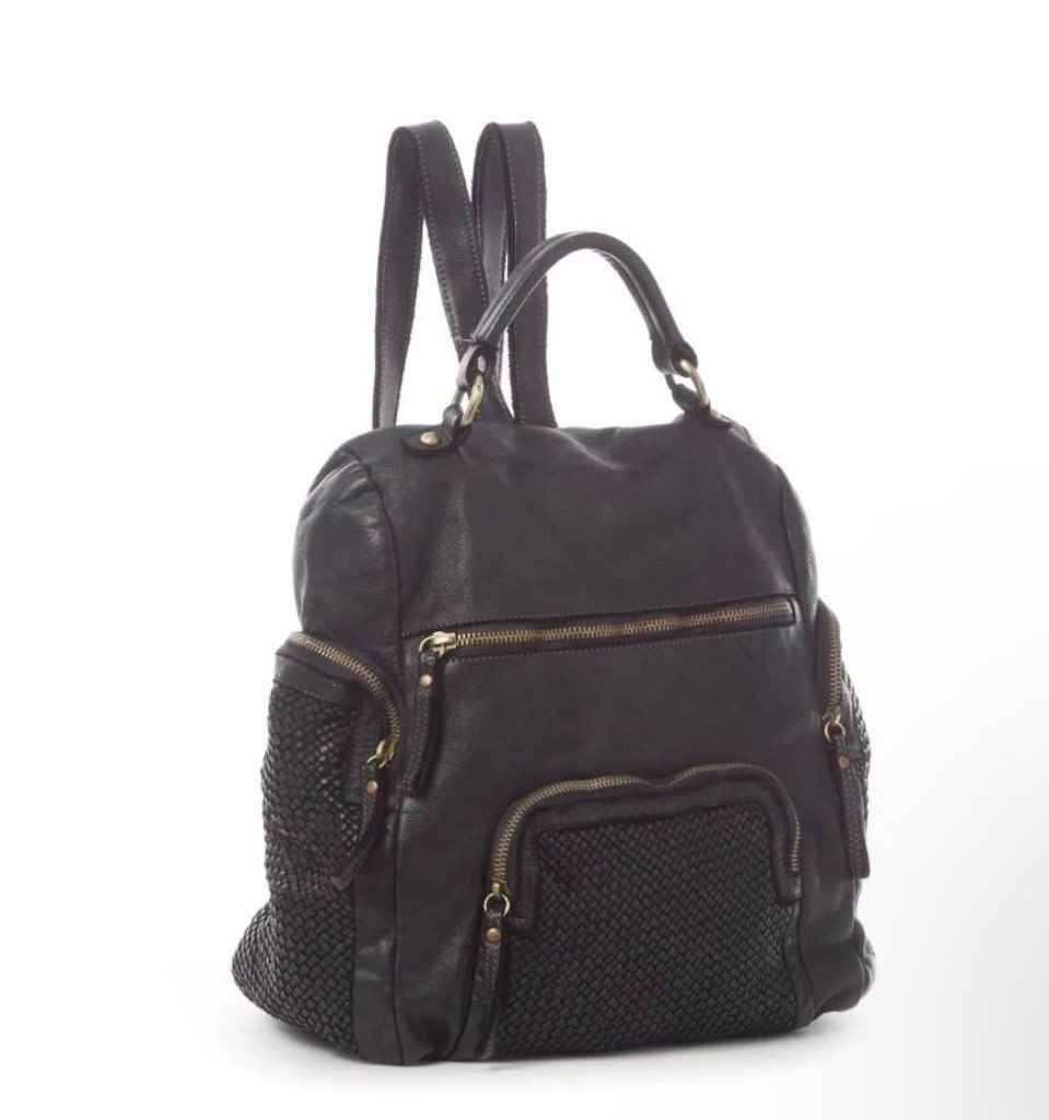 BZNA Bag Svetta Schwarz Backpacker Designer Rucksack Damenhandtasche Schultertasche Leder Nappa