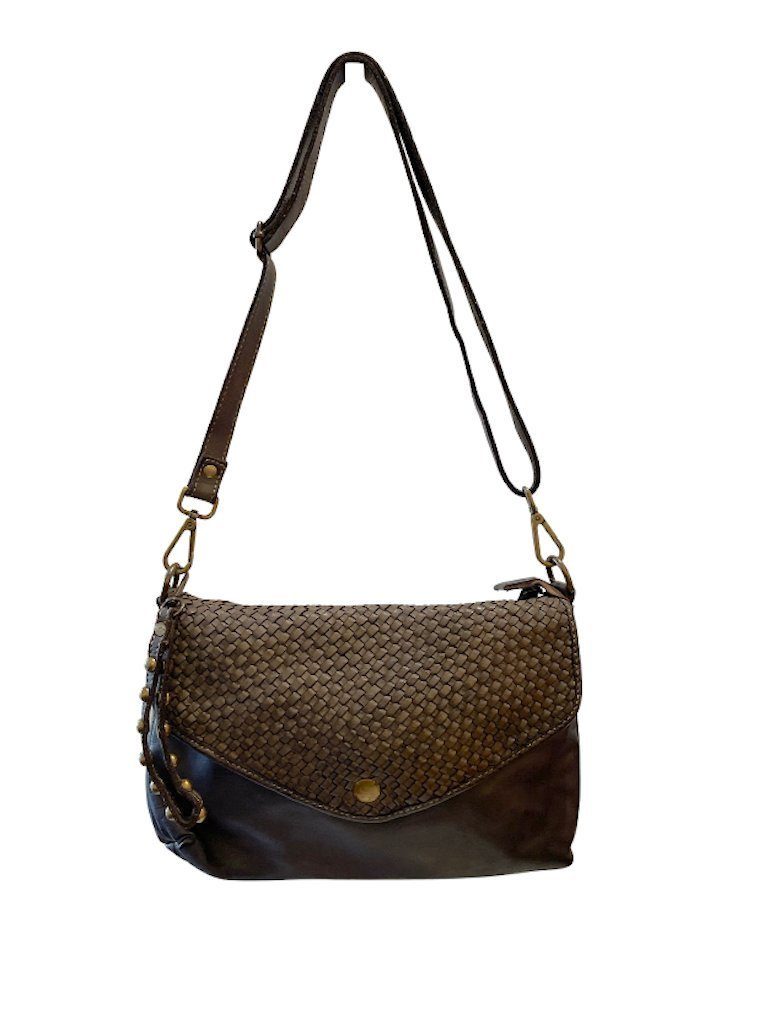 BZNA Bag Donia Braided Braun Clutch Italy Designer Umhängetasche Schultertasche Neu - B Z N A