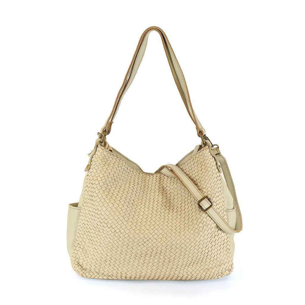 BZNA Bag Yuna Beige Italy Designer Damen Handtasche Schultertasche Tasche