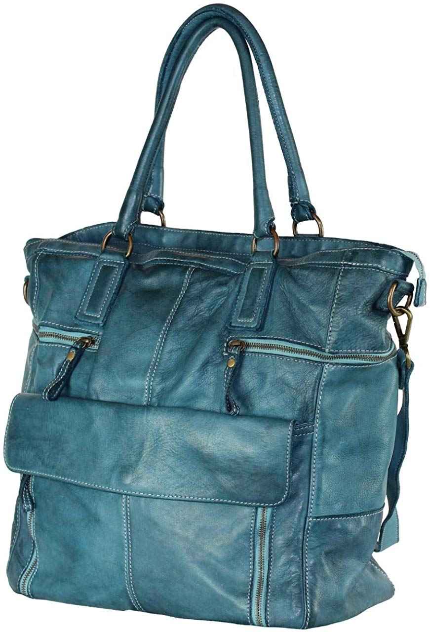 BZNA Bag Boney Petrol Italy Designer Damen Handtasche Ledertasche Schultertasche Tasche Leder Shopper Neu