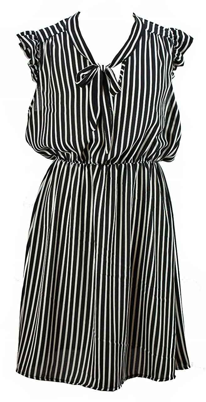 BZNA Leichtes Sommerkleid Kleid Sommer Herbst Polkakleid Damen Dress Streifen Kleid elegant one size 34 36 38 40 42
