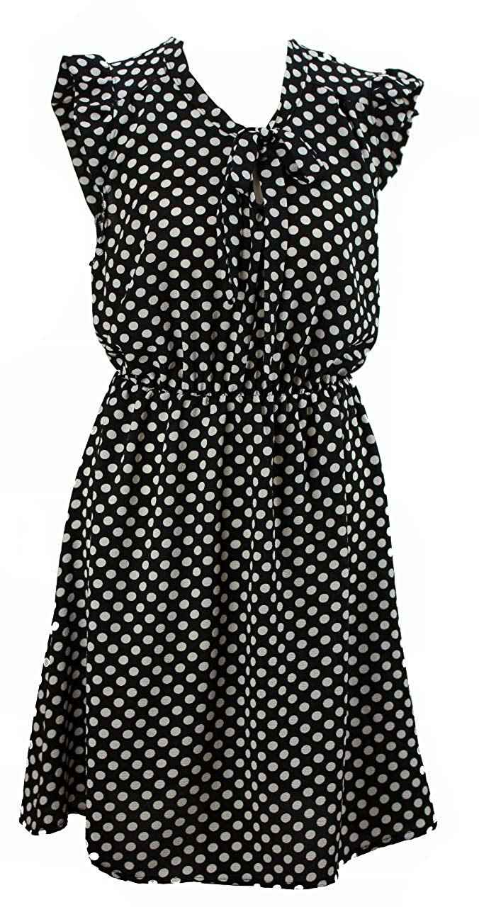 BZNA Leichtes Sommerkleid Kleid Sommer Herbst Polkakleid Damen Dress Pünktchen Kleid elegant one size 34 36 38 40 42
