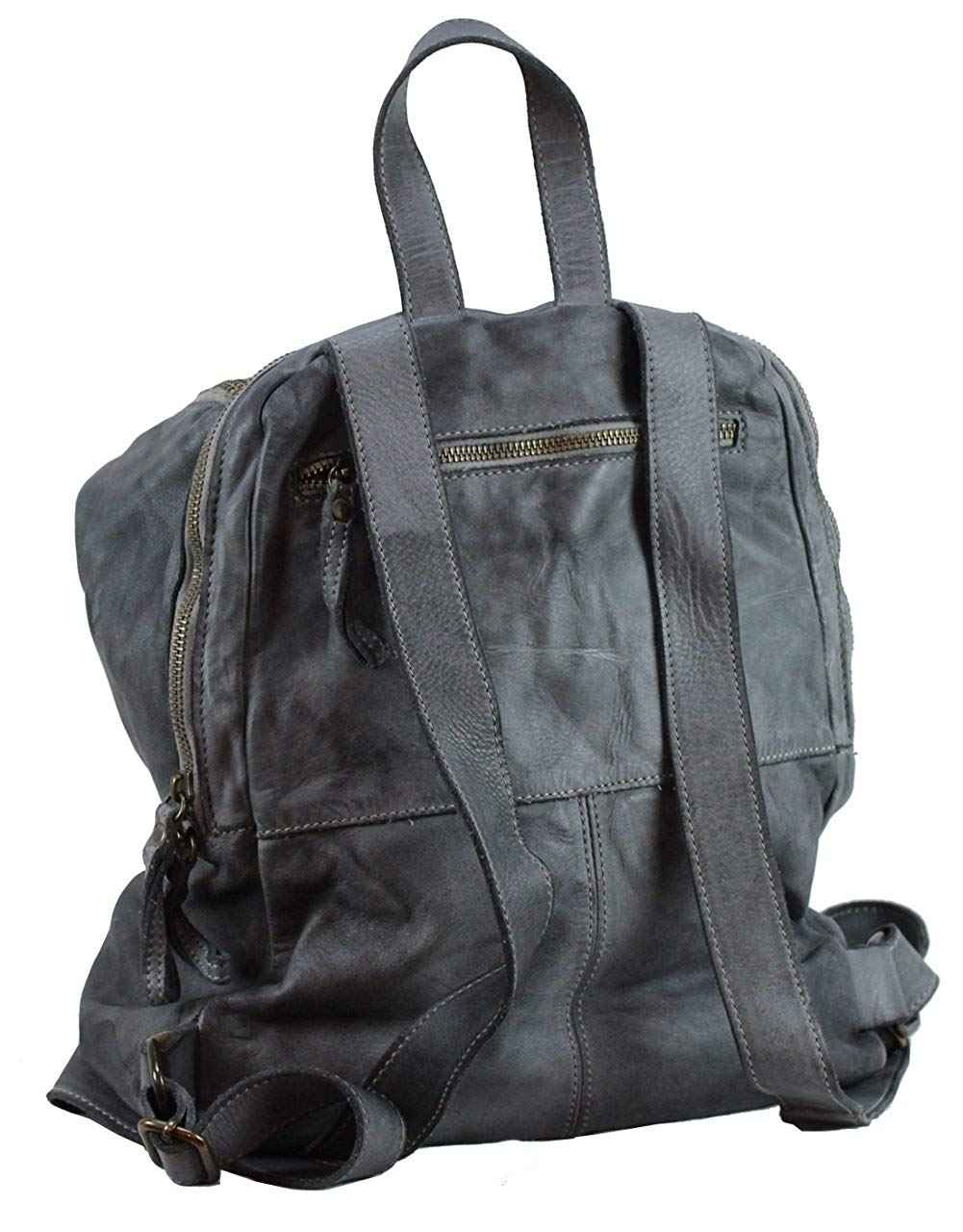 BZNA Bag Richie grey Backpacker Designer Rucksack Damenhandtasche Schultertasche Leder Nappa sheep ItalyNeu