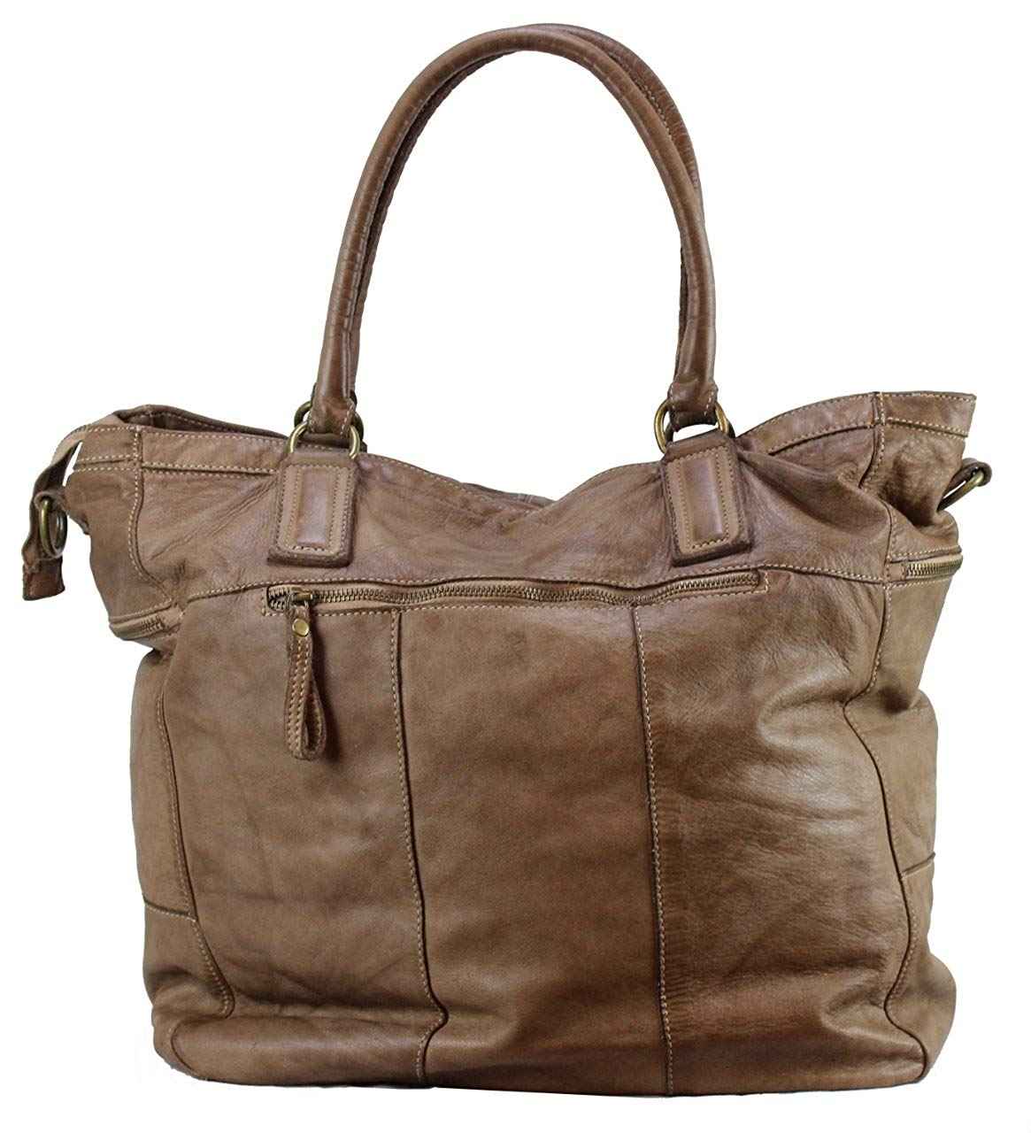 BZNA Bag Boney toffee braun Italy Designer Damen Handtasche Schultertasche Tasche Leder Shopper Neu
