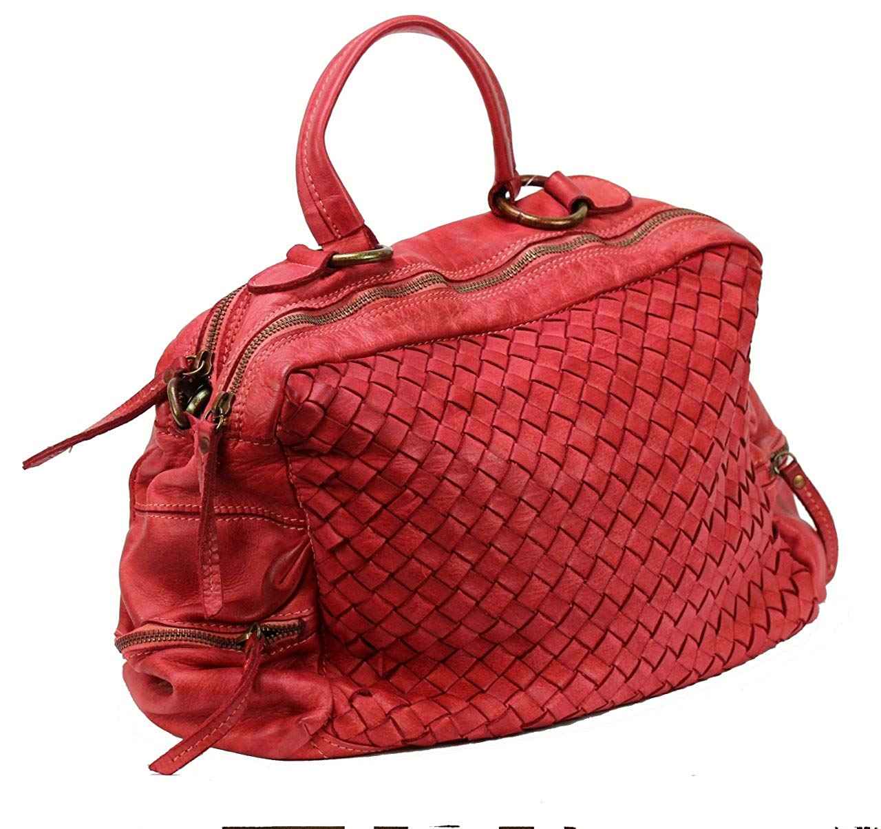 BZNA Bag Marie rosso sheep Italy Designer Damen Ledertasche Handtasche Schultertasche Tasche Schafsleder Shopper Neu