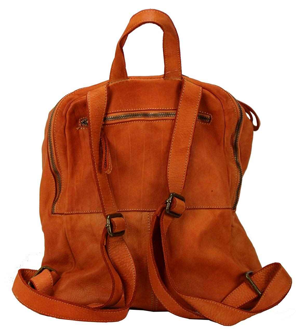 BZNA Bag Richie Orange Backpacker Designer Rucksack Damenhandtasche Schultertasche Leder Nappa sheep ItalyNeu
