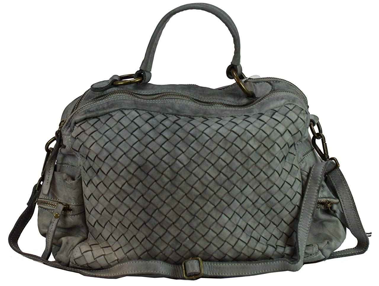 BZNA Bag Marie Grey Grau sheep Italy Designer Damen Ledertasche Handtasche Schultertasche Tasche Schafsleder Shopper Neu