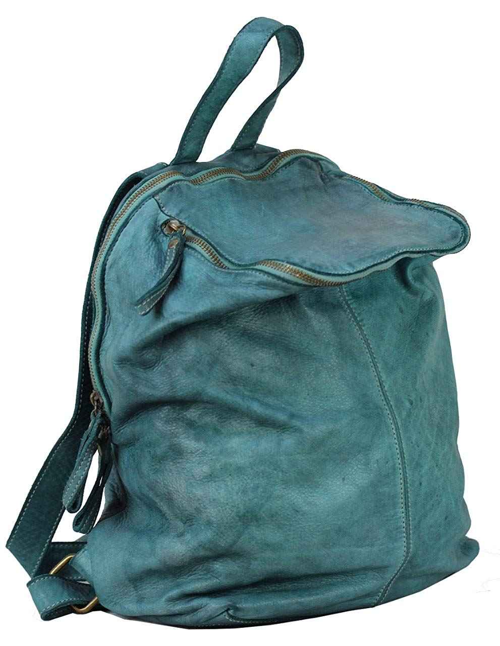 BOZANA Bag Richie aqua Backpacker Designer Rucksack Damenhandtasche Schultertasche Leder Nappa sheep ItalyNeu