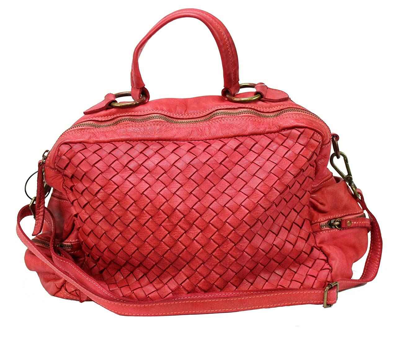 BZNA Bag Marie rosso sheep Italy Designer Damen Ledertasche Handtasche Schultertasche Tasche Schafsleder Shopper Neu
