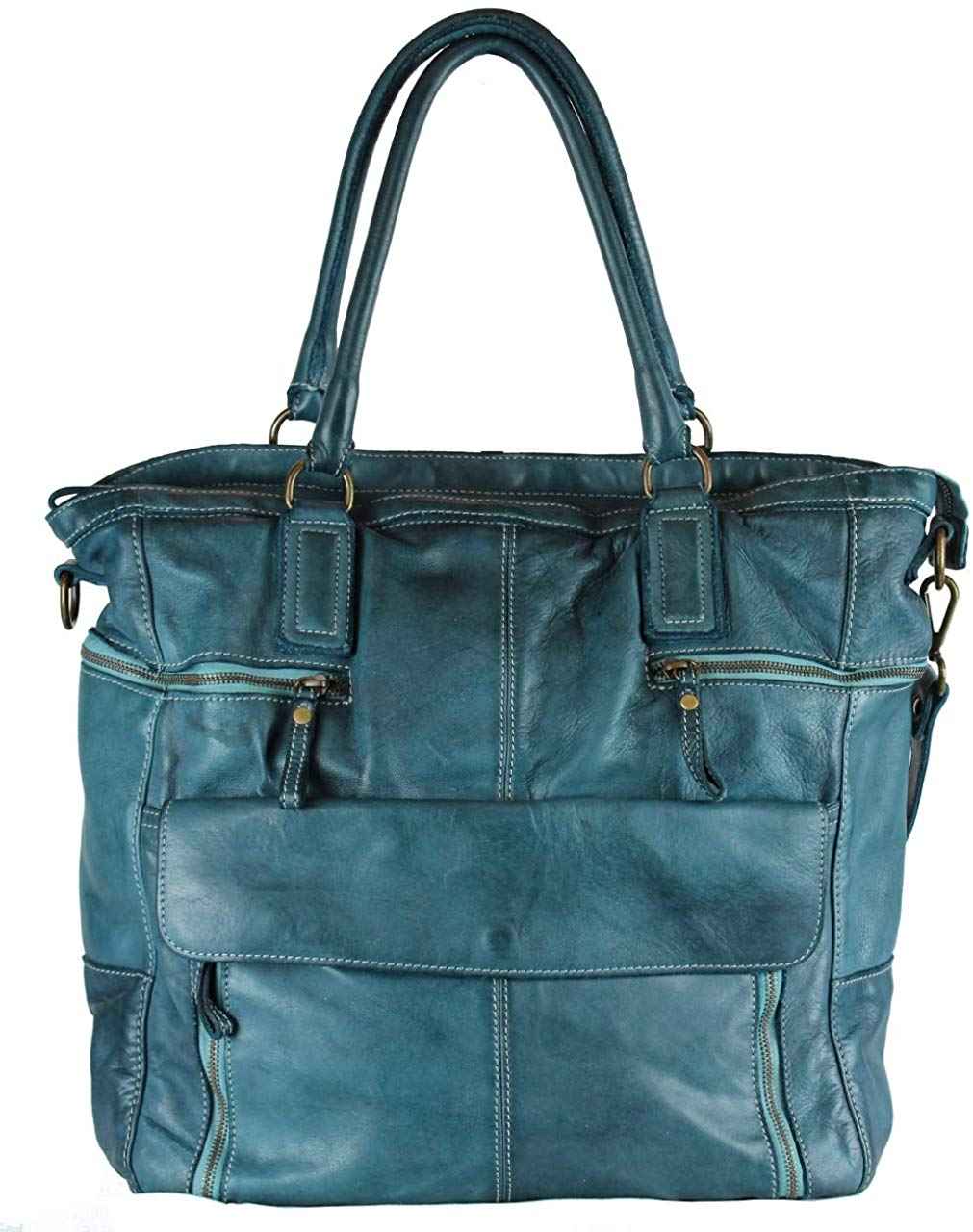 BZNA Bag Boney Petrol Italy Designer Damen Handtasche Ledertasche Schultertasche Tasche Leder Shopper Neu