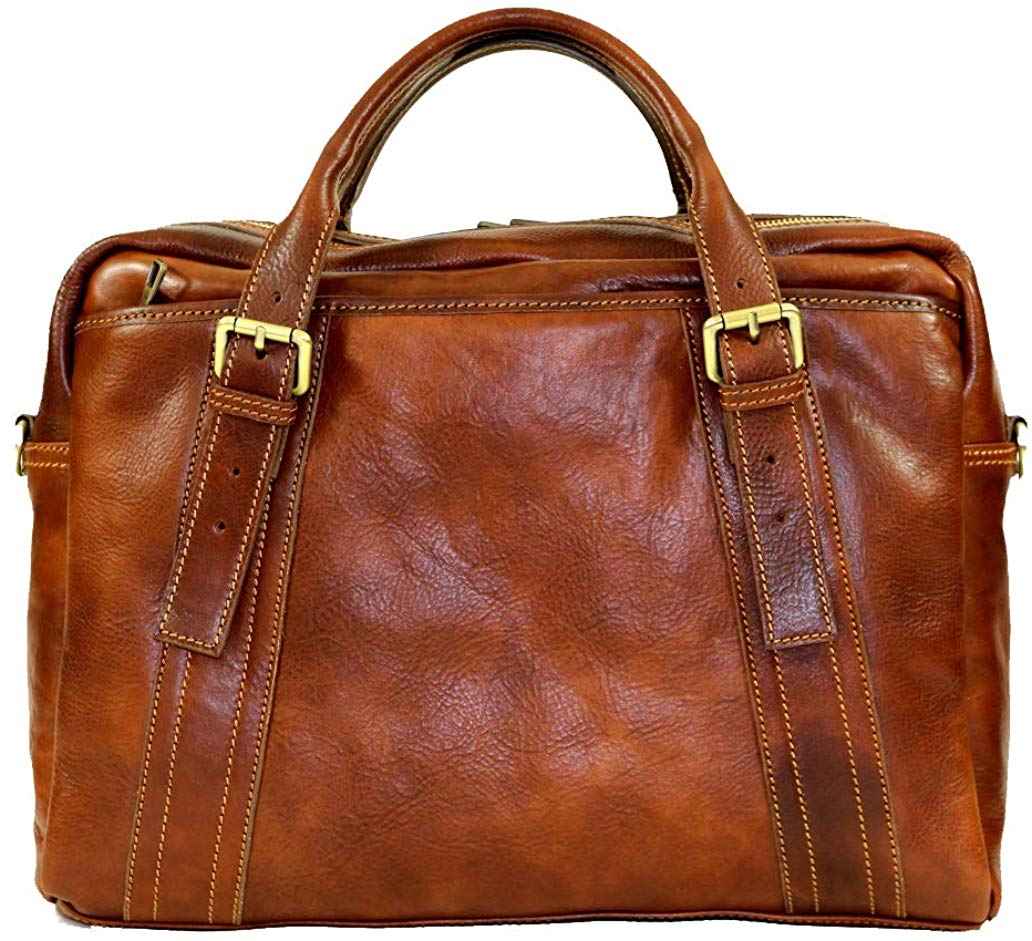 BZNA Firenze Bag Luigi cognac Business Handtasche Bag vegetable tanned Italy Designer Damen Laptop Ledertasche Schultertasche Tasche Leder Neu