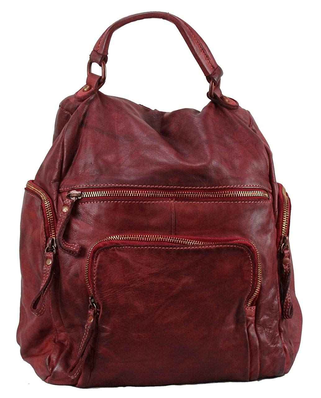 BZNA Bag Stella Bordeaux Backpacker Designer Rucksack Damenhandtasche Schultertasche Leder Nappa sheep ItalyNeu