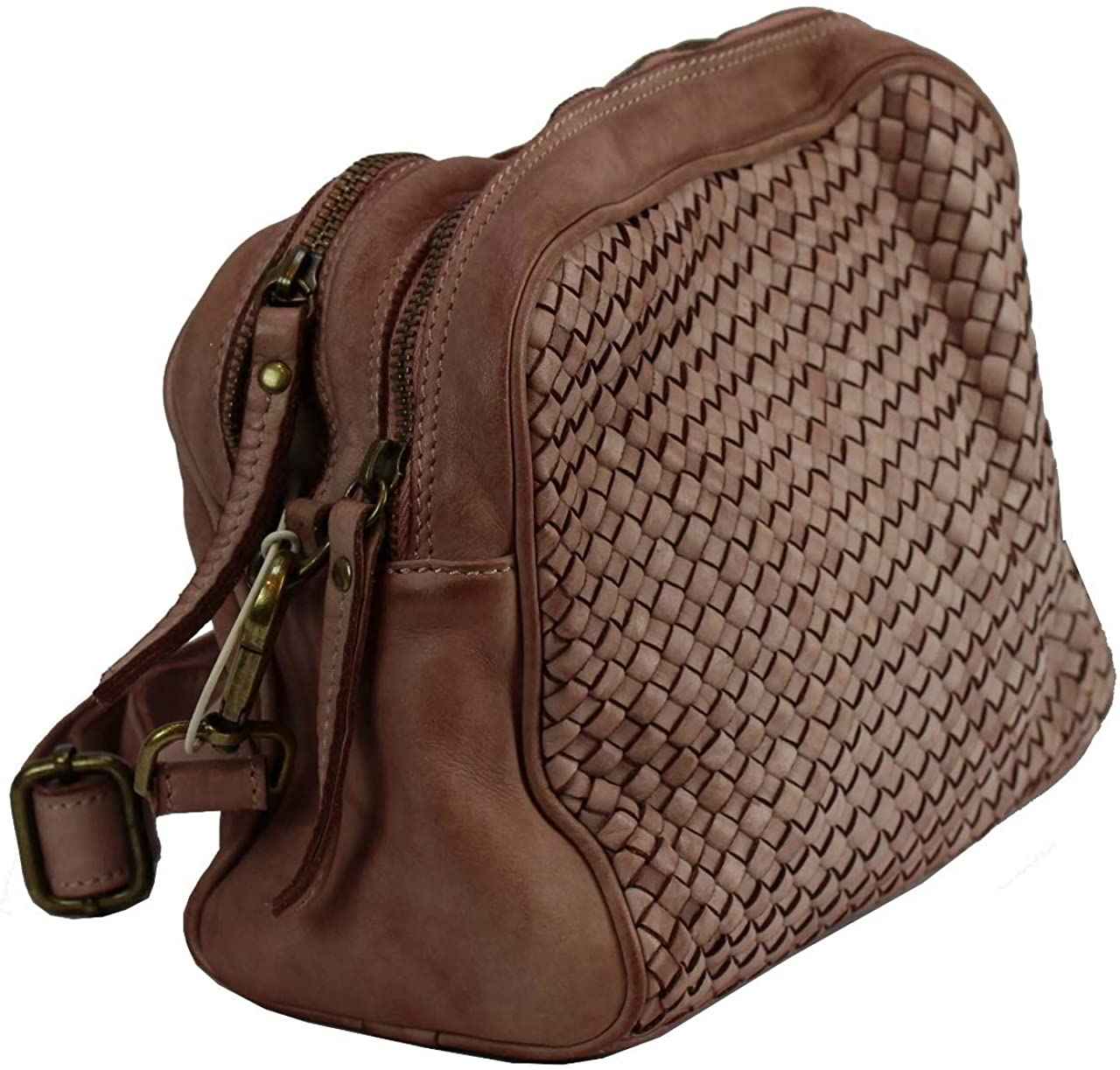 BZNA Bag Lucy Rosa Italy Designer Clutch Braided Ledertasche Umhängetasche Damen Handtasche Schultertasche Tasche Leder Shopper Neu