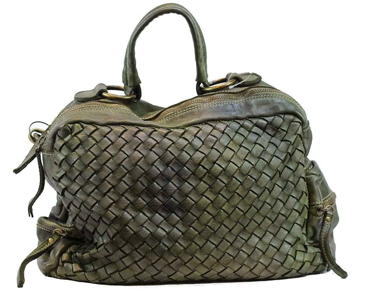 BZNA Bag Marie verde sheep Italy Designer Damen Handtasche Schultertasche Tasche Schafsleder Shopper Neu
