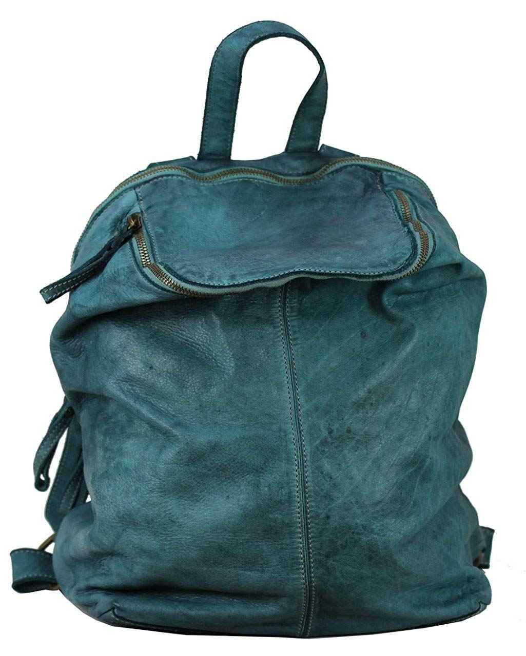 BOZANA Bag Richie aqua Backpacker Designer Rucksack Damenhandtasche Schultertasche Leder Nappa sheep ItalyNeu