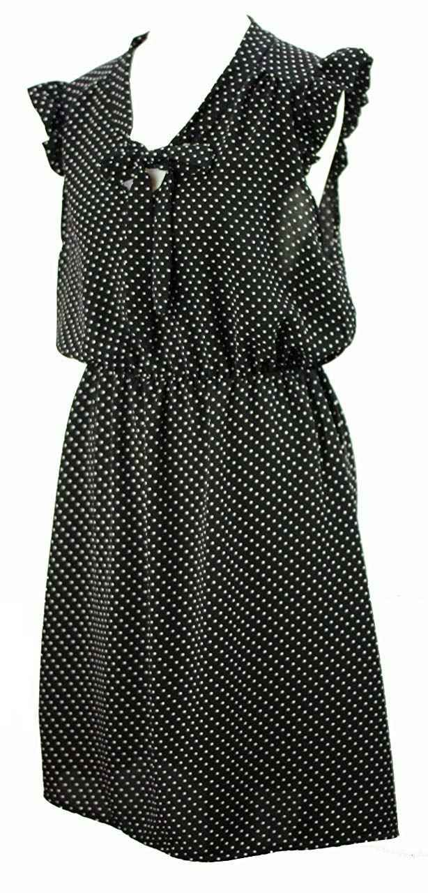 BZNA Leichtes Sommerkleid Kleid Sommer Herbst Polkakleid Damen Dress kleine Pünktchen Kleid elegant one size 34 36 38 40 42