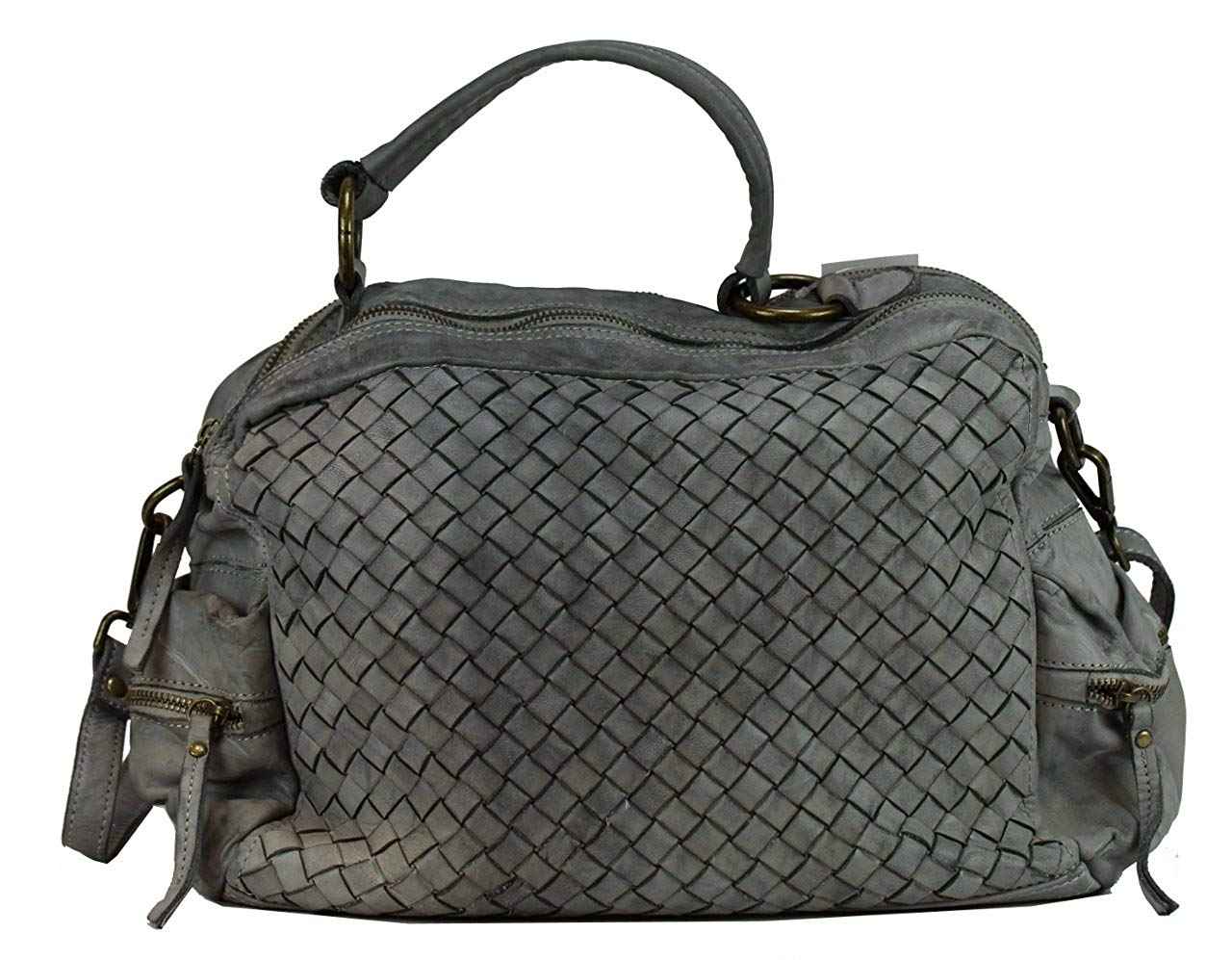 BZNA Bag Marie Grey Grau sheep Italy Designer Damen Ledertasche Handtasche Schultertasche Tasche Schafsleder Shopper Neu