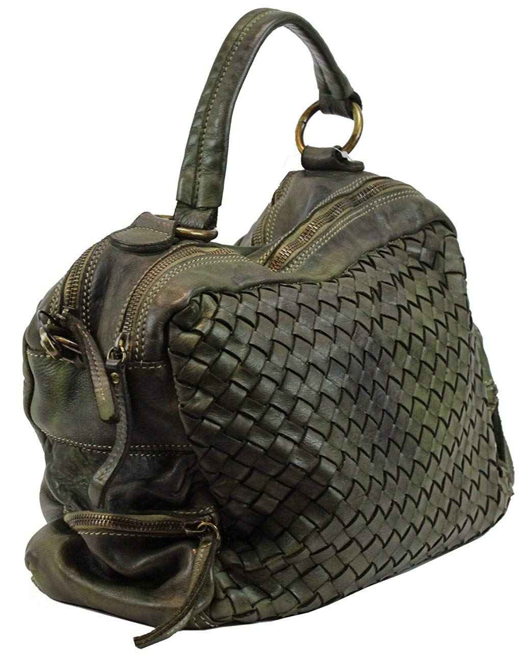 BZNA Bag Marie verde sheep Italy Designer Damen Handtasche Schultertasche Tasche Schafsleder Shopper Neu