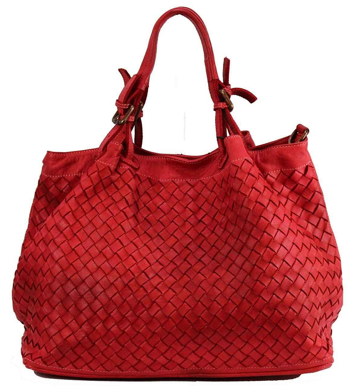 BZNA Rene Bag rosso Rot red Italy Designer geflochten Damen Handtasche Schultertasche Tasche Shopper Neu