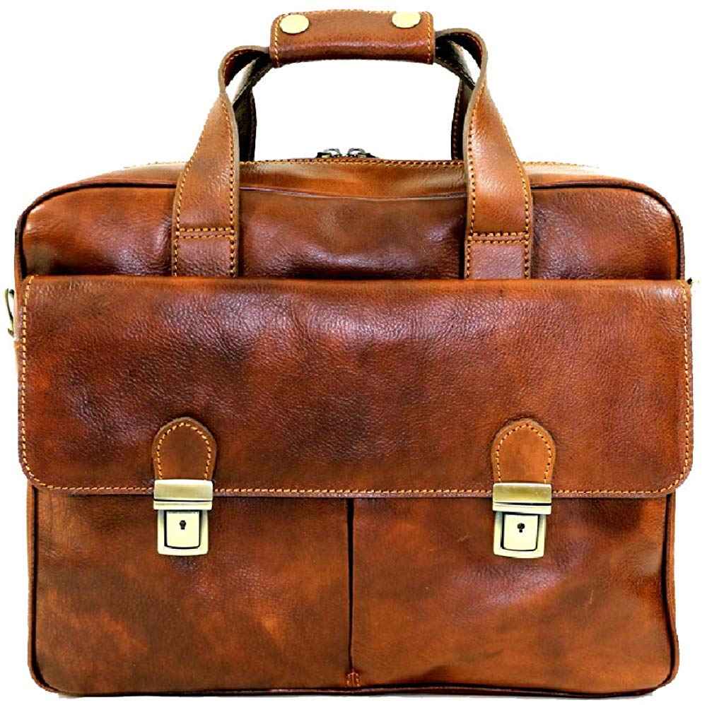 BZNA Firenze Bag Renato cognac Business Handtasche Bag vegetable tanned Italy Designer Damen Laptop Ledertasche Schultertasche Tasche Leder Neu