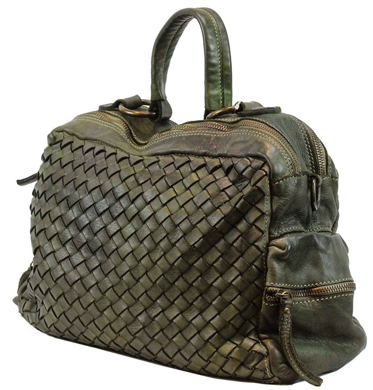 BZNA Bag Marie verde sheep Italy Designer Damen Handtasche Schultertasche Tasche Schafsleder Shopper Neu