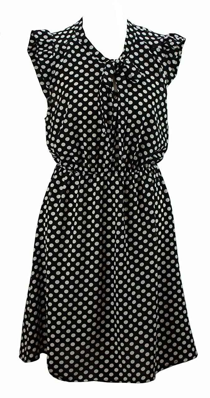 BZNA Leichtes Sommerkleid Kleid Sommer Herbst Polkakleid Damen Dress Pünktchen Kleid elegant one size 34 36 38 40 42