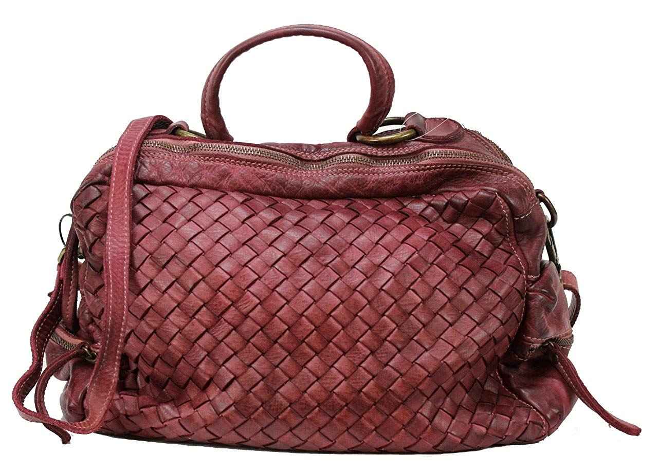 BZNA Bag Marie beere sheep Italy Designer Damen Handtasche Schultertasche Tasche Schafsleder Shopper Neu