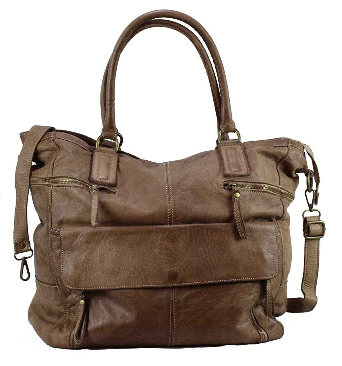 BZNA Bag Boney toffee braun Italy Designer Damen Handtasche Schultertasche Tasche Leder Shopper Neu