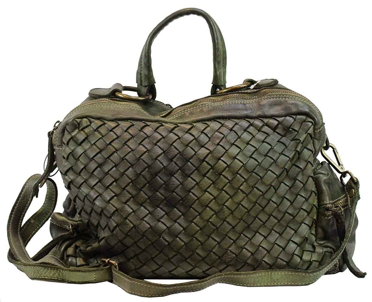 BZNA Bag Marie verde sheep Italy Designer Damen Handtasche Schultertasche Tasche Schafsleder Shopper Neu