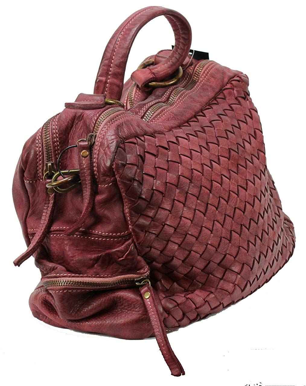 BZNA Bag Marie beere sheep Italy Designer Damen Handtasche Schultertasche Tasche Schafsleder Shopper Neu