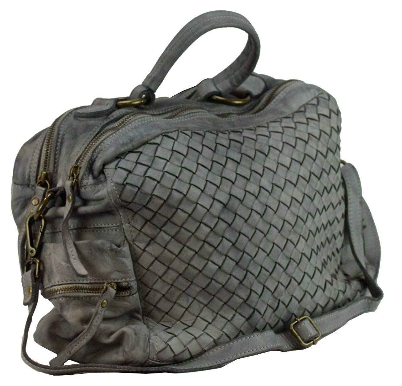 BZNA Bag Marie Grey Grau sheep Italy Designer Damen Ledertasche Handtasche Schultertasche Tasche Schafsleder Shopper Neu