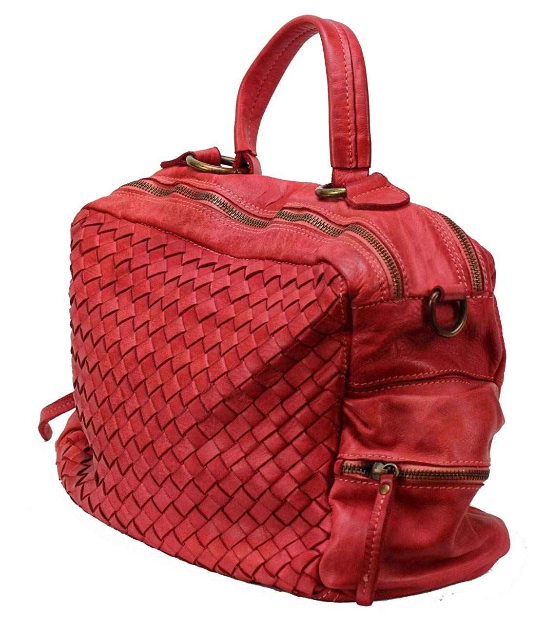 BZNA Bag Marie rosso sheep Italy Designer Damen Ledertasche Handtasche Schultertasche Tasche Schafsleder Shopper Neu