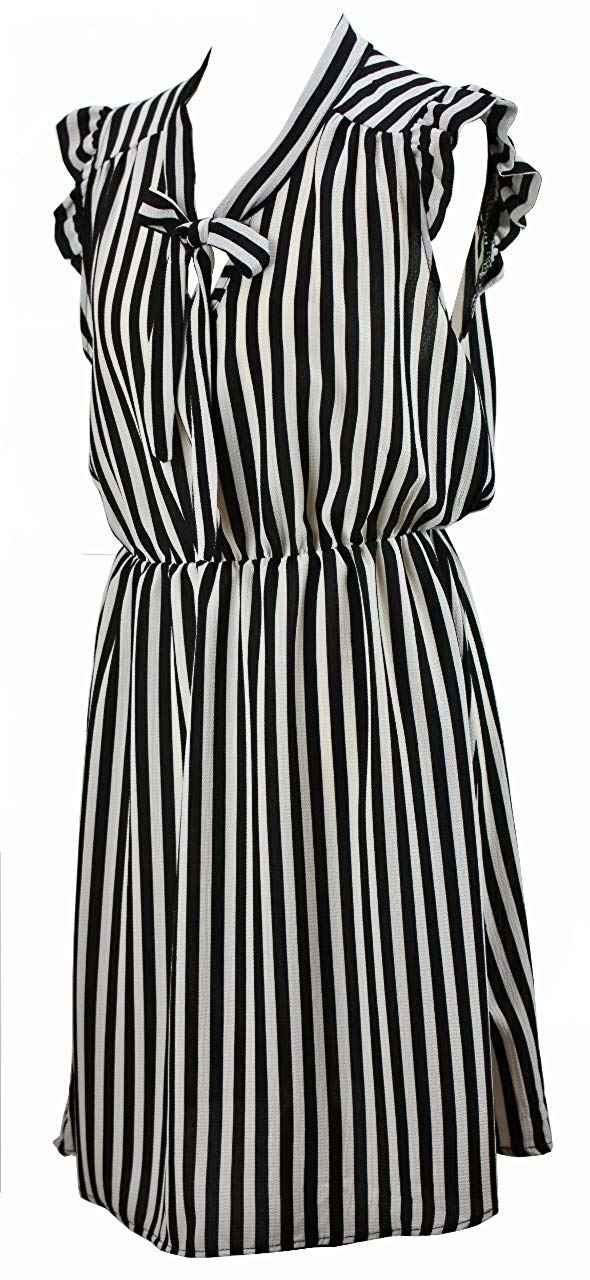 BZNA Leichtes Sommerkleid Kleid Sommer Herbst Polkakleid Damen Dress Streifen Kleid elegant one size 34 36 38 40 42