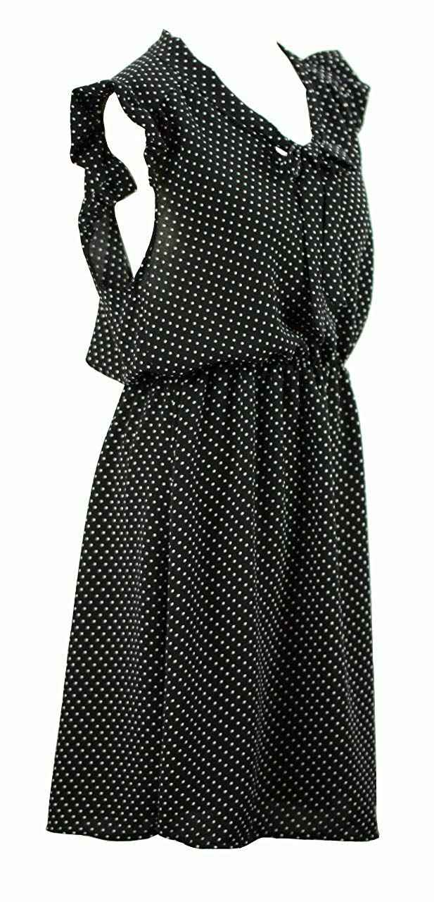 BZNA Leichtes Sommerkleid Kleid Sommer Herbst Polkakleid Damen Dress kleine Pünktchen Kleid elegant one size 34 36 38 40 42