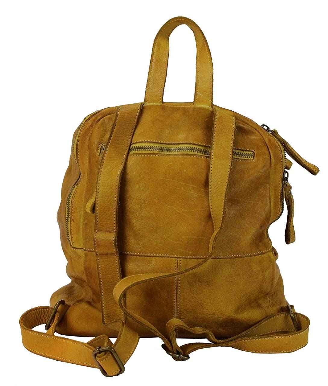 BZNA Bag Richie Gelb yellow Backpacker Designer Rucksack Damenhandtasche Schultertasche Leder Nappa sheep ItalyNeu