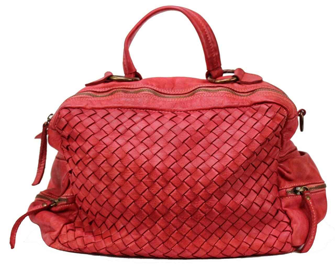 BZNA Bag Marie rosso sheep Italy Designer Damen Ledertasche Handtasche Schultertasche Tasche Schafsleder Shopper Neu