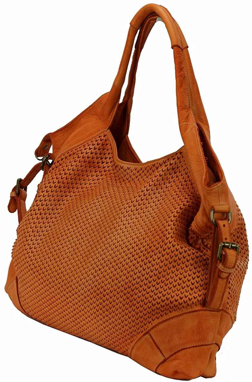 BZNA Bag Tia helles ausgewaschenes Orange Italy Designer Damen Handtasche Schultertasche Tasche Leder Shopper Neu