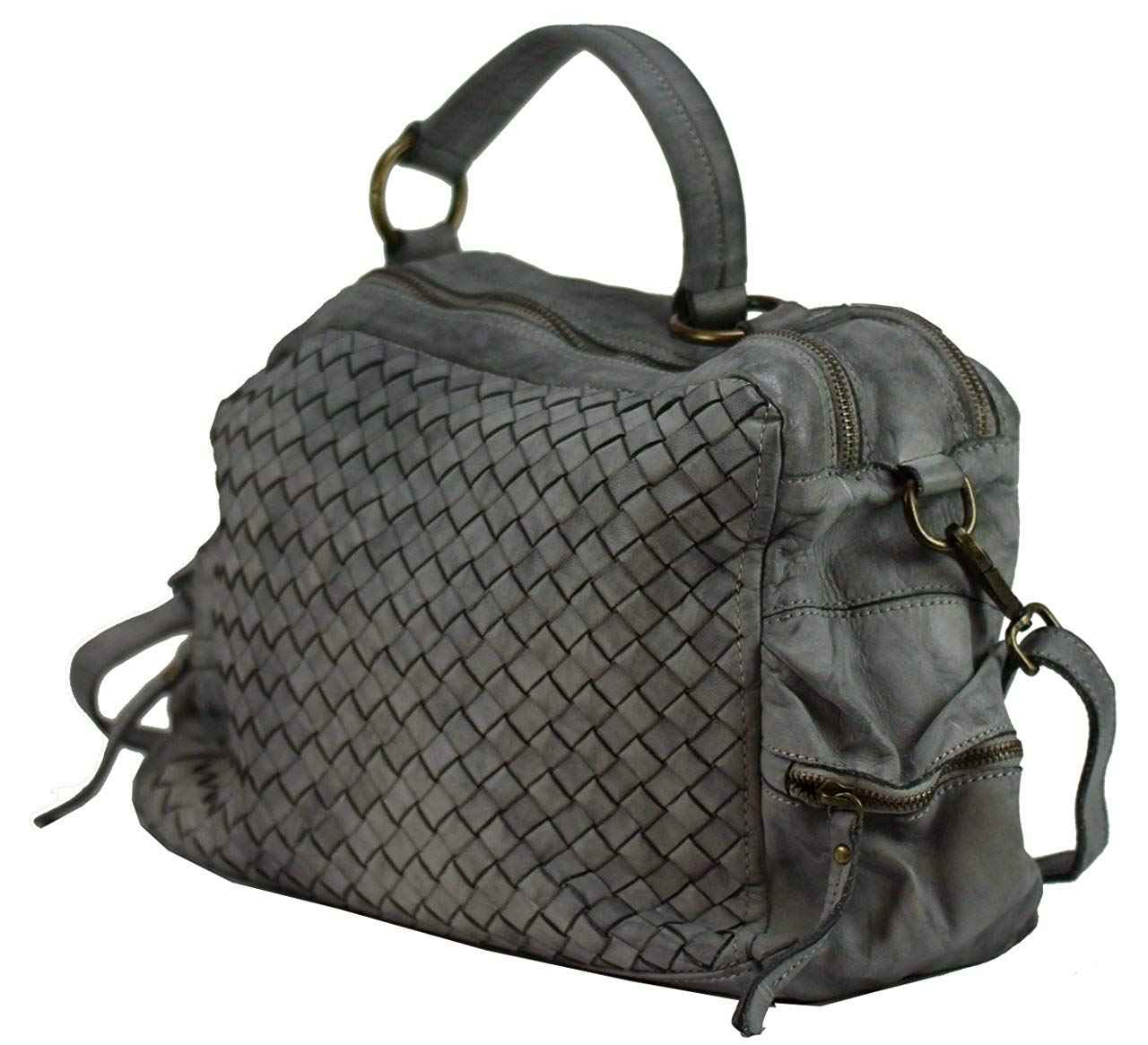 BZNA Bag Marie Grey Grau sheep Italy Designer Damen Ledertasche Handtasche Schultertasche Tasche Schafsleder Shopper Neu