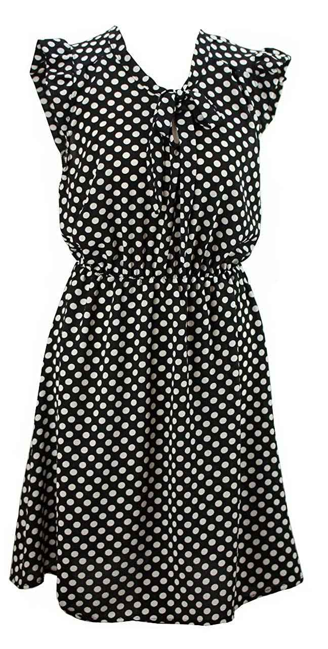 BZNA Leichtes Sommerkleid Kleid Sommer Herbst Polkakleid Damen Dress Pünktchen Kleid elegant one size 34 36 38 40 42